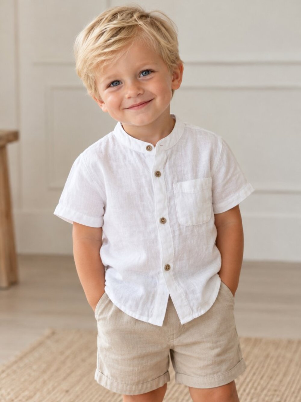 ZARA Boys White 100% Linen Button-Up Shirt | 2Y | NWT